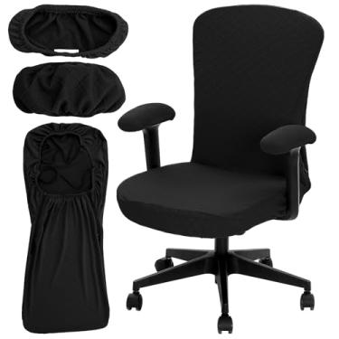 Imagem de Tatuo 3 capas para cadeira de escritório para computador e escritório, capas giratórias universais, removíveis, laváveis, para apoio de braço de escritório com zíper para encosto alto do banco