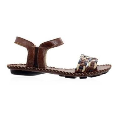 Imagem de Sandália Rasteira Andacco Jade 12172 Couro Marrom-Feminino