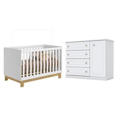 Imagem de Berço Americano Mini Cama Q Encanto Slim Branco Acetinado - Qmovi e Cô