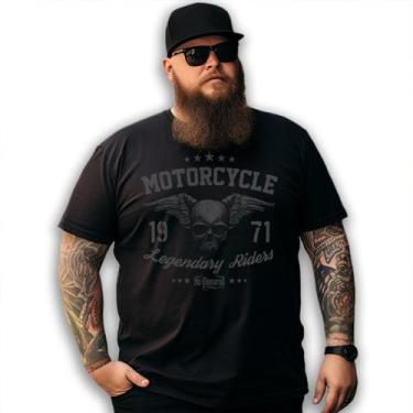 Imagem de Camiseta Preta Custom Motorcycle 1971 Legendary Riders Skull No Remors