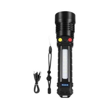 Imagem de Lanterna Recarregável De 3 Cores Com Zoom, Alta Potência, Luz Branca, 