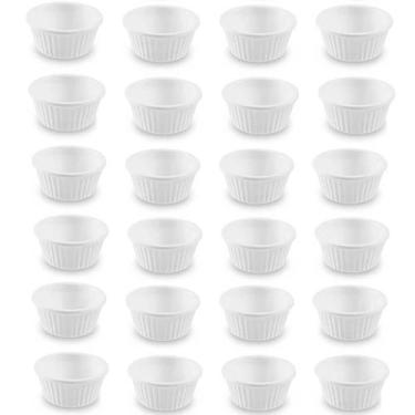 Imagem de Kit 24 Ramekins Canelado Brancos 30ml Melamina para Molhos Maionese Ka