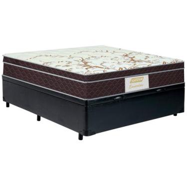Imagem de Cama Box Com Baú Casal + Colchão de Molas  - Ensacadas Esmeralda Gazin