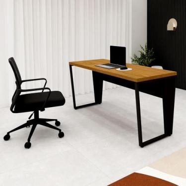 Imagem de Escrivaninha 1,60m x 0,60m Pé Metal e Cadeira Diretor F5 - F5 Office, 