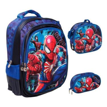 Imagem de Kit Bolsa Mochila Homem Aranha Lancheira Térmica Passeio - TOYS 2U
