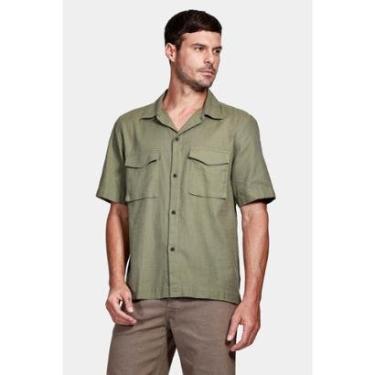 Imagem de Camisa Aramis Manga Curta Regular Algodão Com Bolsos Verde-Masculino