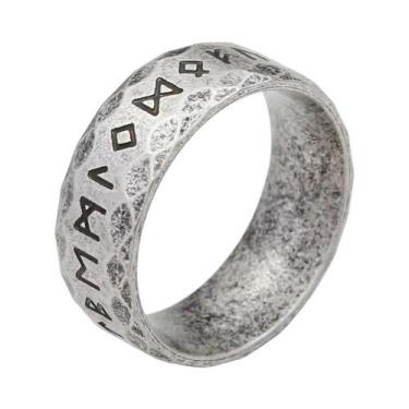 Imagem de Anel Unissex Vintage Viking Com Runas Em Aço Inoxidável, Amuleto Nórdi
