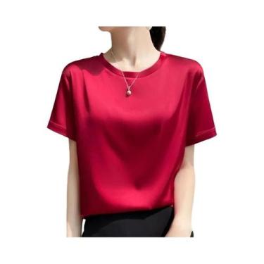 Imagem de Camisetas Femininas De Manga Curta Soltas Para Primavera E Verão Com F