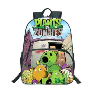 Imagem de Mochila escolar Plants vs Zombies Kids Poliéster 30x16x40cm - yiweisai