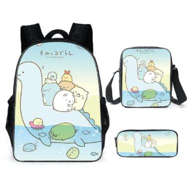 Imagem de Conjunto de mochilas Sumikkogurashi Satchel de poliéster para crianças