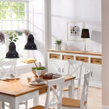 Imagem de Balcão Buffet Aparador de Madeira com 4 Portas e 4 Gavetas  Coleção En