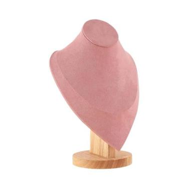 Imagem de Suporte De Exibição De Joias Em Veludo Com Base De Madeira, Expositor 