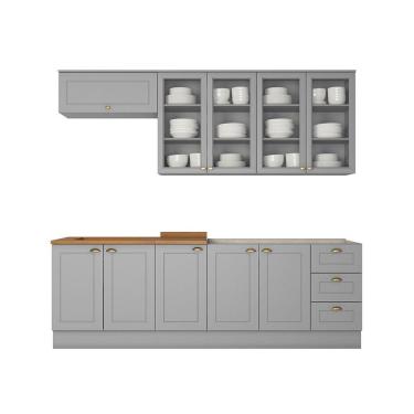 Imagem de Cozinha Compacta Com Balcão Para Cooktop 6 Peças Amy Casa 812 Cinza