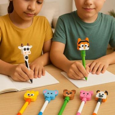 Imagem de Caneta Blocos Montáveis Kit 12 Unidades Caneta Colorida Escolar Encaix