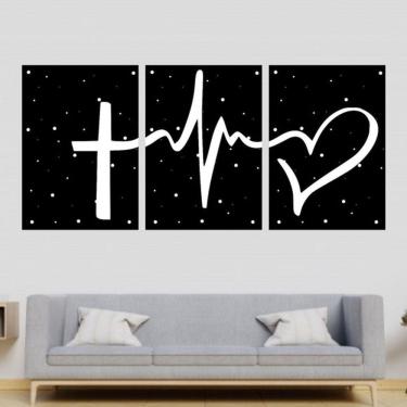 Imagem de Kit 3 Quadros Decorativos Fé, Esperança e Amor