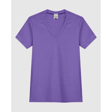 Imagem de Blusa Feminina Decote V Manga Curta Em Malha Algodão Texturizada-Feminino