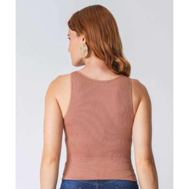 Imagem de Blusa Regata Feminina Sem Costura Canelada Marisa Marr-49927, Marrom, 