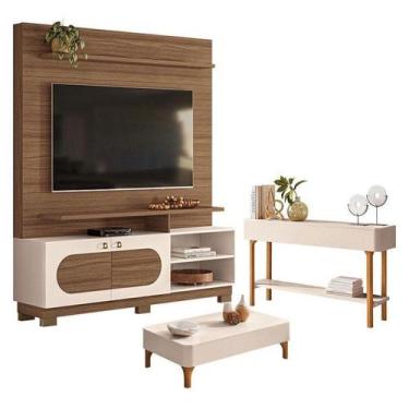 Imagem de Estante Home Theater Axis Castanho Off White Com Mesa De Centro Liz E 