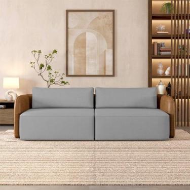 Imagem de Sofá Living Sala de Estar Abel 220cm Bipartido pés de Madeira PU/Velud