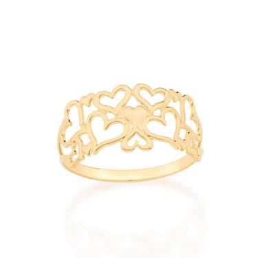 Imagem de Anel Rommanel Corações Vazados Banhado A Ouro 512357 Tamanho:24Cor:Dou