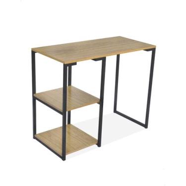 Imagem de Mesa Escrivaninha Industrial Nic 90cm com Prateleira Naturale e Preto 