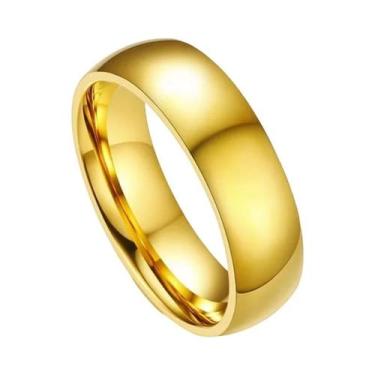 Imagem de Alianças De Casamento Em Aço Inoxidável Cor Dourada 6mm Para Casal, An