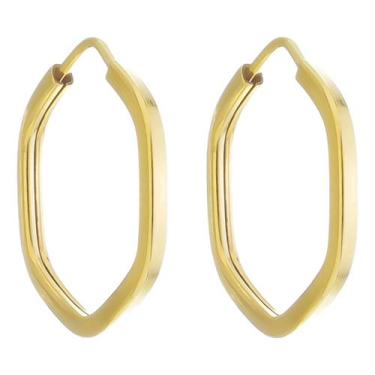 Imagem de Brinco Sextavado 15 Mm Em Ouro 18k 750 Dourado - Jetta