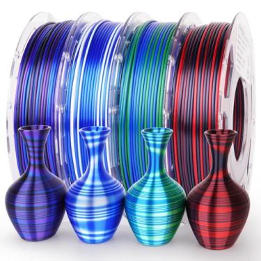 Imagem de Filamento de impressora 3D AMOLEN Silk PLA 1,75 mm 200 g x 4 bobinas