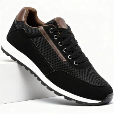 Imagem de Tênis Masculino Sapatênis Casual Com Cadarço - MKSTORE, Preto, 40