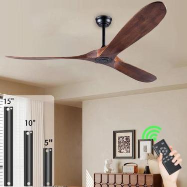 Imagem de Ventilador de teto YKXONFA 60" Walnut Wood 3 Blades Remote