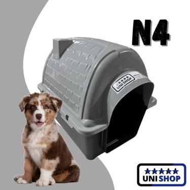 Imagem de Casinha para Cachorro OEM N4 para Cães Pequeno e Médio Porte em Plástico Cinza com Colc...