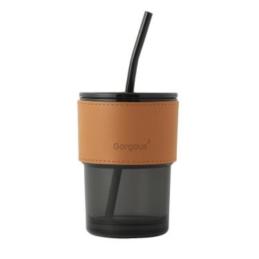 Imagem de Copo de Vidro com Canudo UTMCOPVIDTMP002 para Bebidas 450ML com Tampa e Vedação Uso Diá...