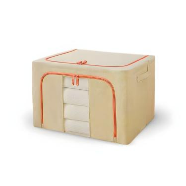 Imagem de Caixa Organizadora Dobrável Multiuso para Roupas em Poliéster com Zíper Bidirecional Janela Transparente e Alças