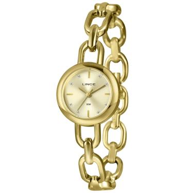 Imagem de Relógio LINCE feminino dourado corrente LRGM068L24 C1KX