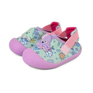 Imagem de Sapatinho Esportiva Menina Slip On Bebê Babuche Infantil Confortável Verão Azul Sereia...