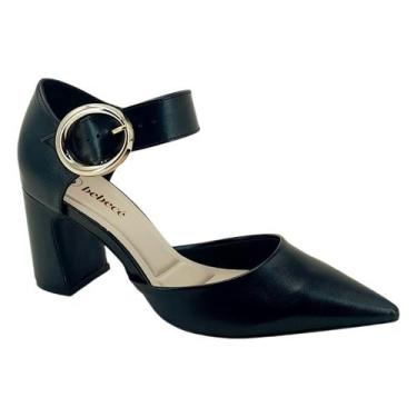 Imagem de Sapato Social Scarpin Feminino Bebecê Salto Grosso Bico Fino Original 