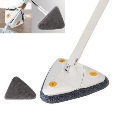 Imagem de Mop Branco Esfregão De Limpeza Triângulos Ajustável 360 Graus Rotativo