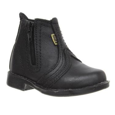 Imagem de Botina de Couro Infantil Preta Bico Quadrado F1000 29057, 21, Preto