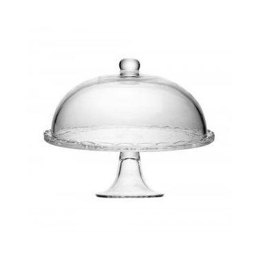 Imagem de Prato para Bolo com Pé e Tampa New Butterfly 30cm x 25cm Cristal Ecoló