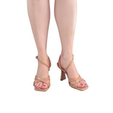 Imagem de Sandália sapato feminino salto alto Vizzano 6483.101, Nude verniz, 35