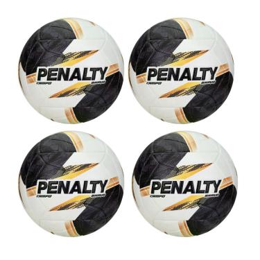 Imagem de Kit 4 Bola de Futebol Campo Bravo XXVI Controle e Durabilidade Branco e Preto Penalty