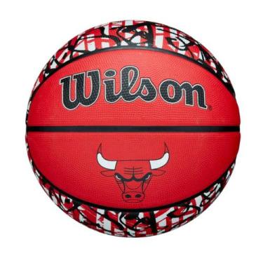 Imagem de Bola de Basquete Oficial Times NBA Team Graffiti 7 Outdoor Wilson, Bul