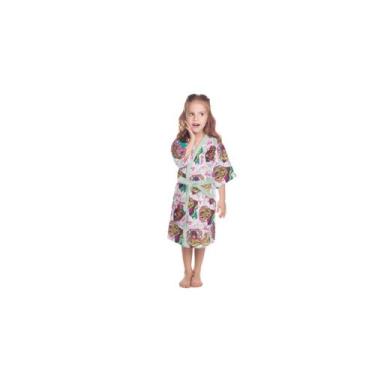 Imagem de Roupao Lepper Infantil Felpudo Quimono Barbie Rosa, P, Rosa