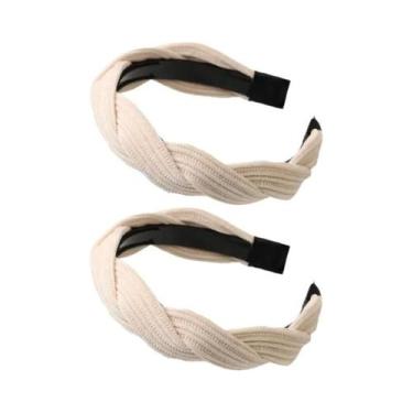 Imagem de Faixa De Cabelo Feminina Larga Retrô De Tecido Trançado Estilo Coreano