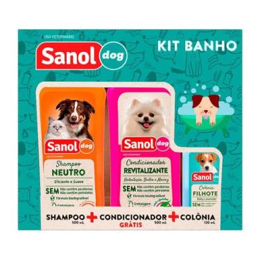 Imagem de Kit Shampoo Condicionador Colônia Sanol Dog Neutro Revitalizante Suave