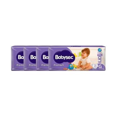 Imagem de Kit 4 Fralda Babysec Premium Tamanho G Pacote Mega 26 Unidades Descart