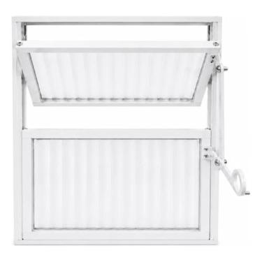 Imagem de Vitro Basculante 30x30 Aluminio Branco Vidro Canelado - Variadas