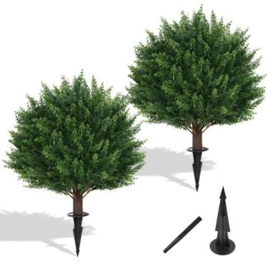 Imagem de Conjunto de 2 Árvores Topiárias Artificiais Yangrass 58 cm Resistente 