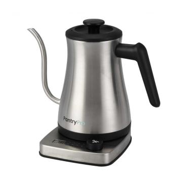 Imagem de Chaleira elétrica pescoço de ganso PantryPro inox 1L 1500W com controle de temperatura Rapid-Boil, 110V