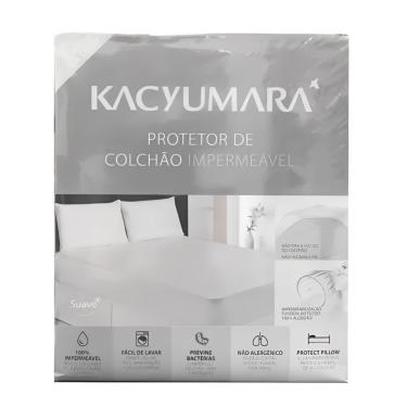 Imagem de Protetor de Colchão Impermeável Casa K Algodão e Malha Casal 1,40 X 1,90 X 0,30M Branco Kacyumara